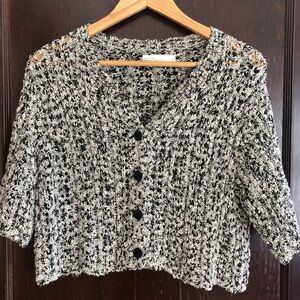 Oak & Fort Cropped Open Weave Cardigan